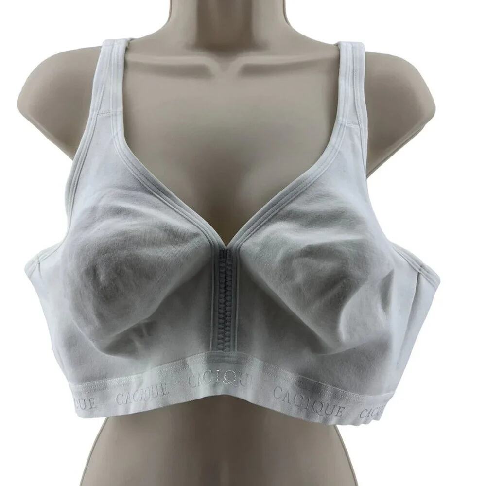 Lane Bryant Cacique White Cotton Lightly Lined No-Wire Full Coverage Bra 42D